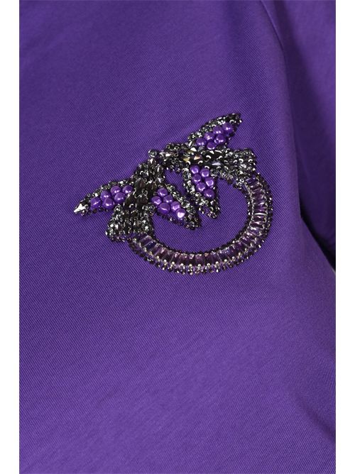 T-shirt con ricamo gioiello Nambrone in cotone Viola PINKO | 103320 A2RNW79